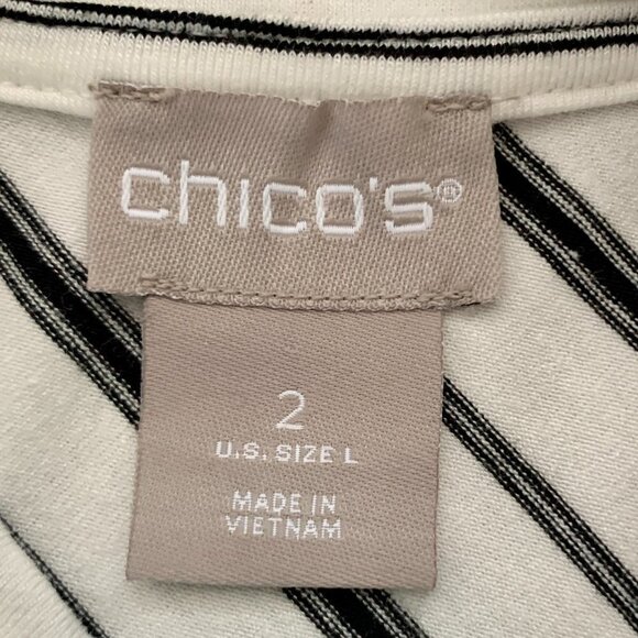 Chico's Striped Mock Neck Tank Top Sz 2 (L/12) #1T - Picture 8 of 9